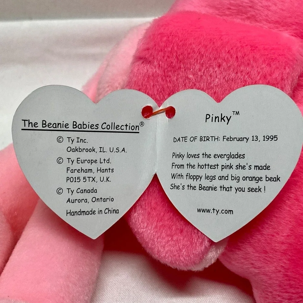 Vintage Ty Beanie Babies Pinky Flamingo Pink Bird Retired 1995 Rare See Tags MWT